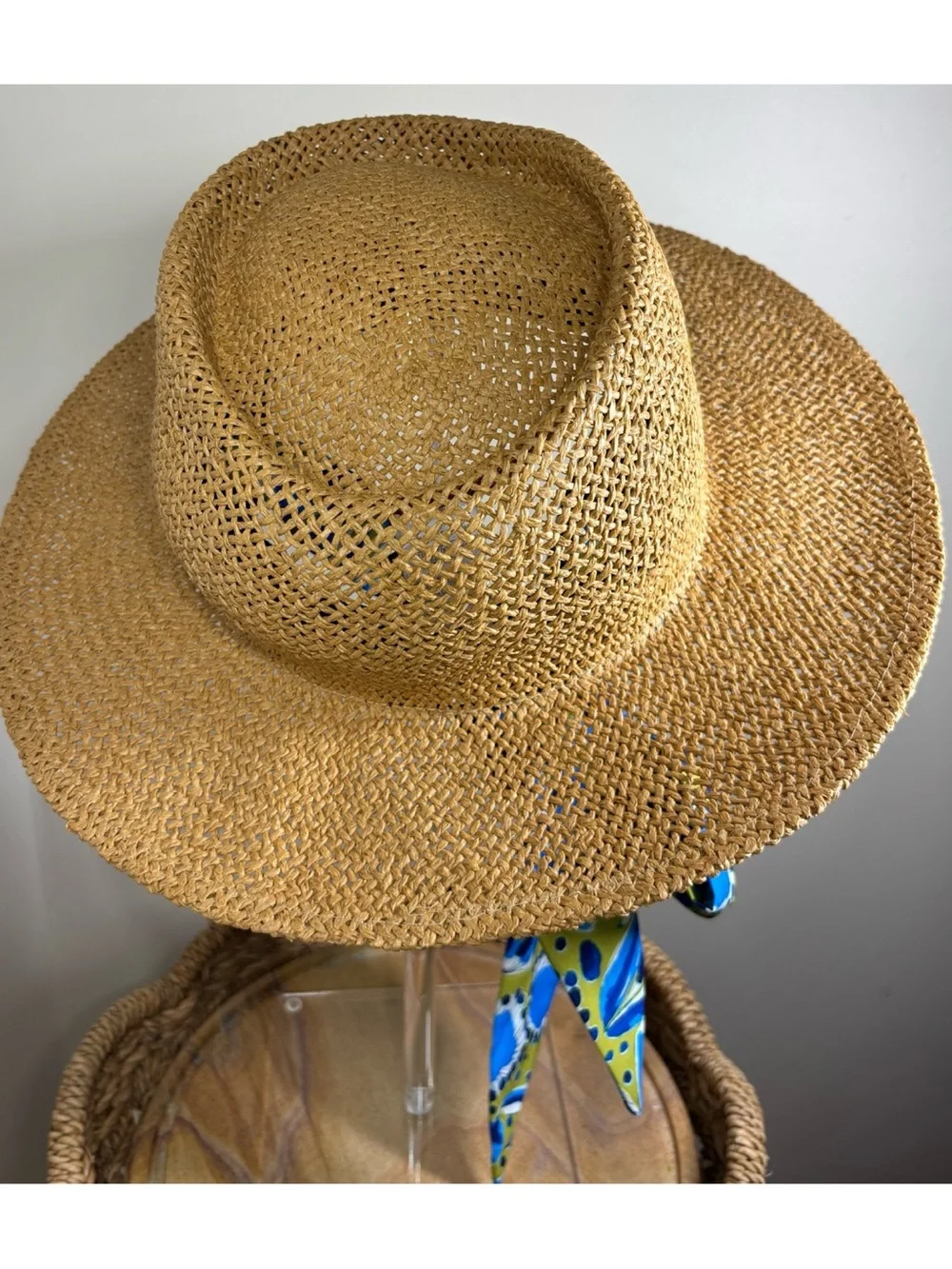 NWOT Anthropologie VERA Scarf-Trimmed Boater Hat  One Size